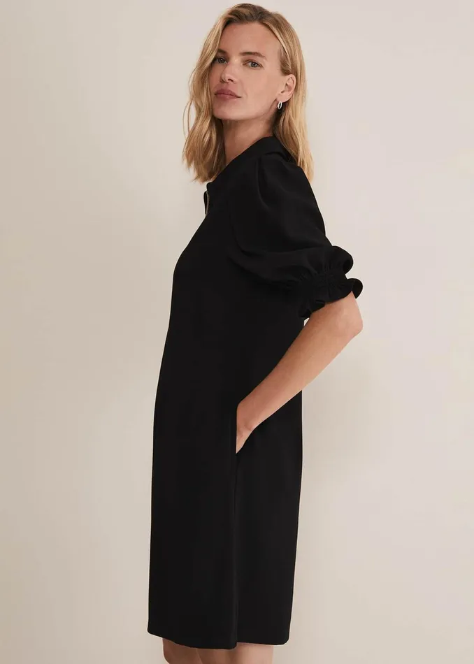 Women Phase Eight Dresses Candice Black Zip Mini Dress