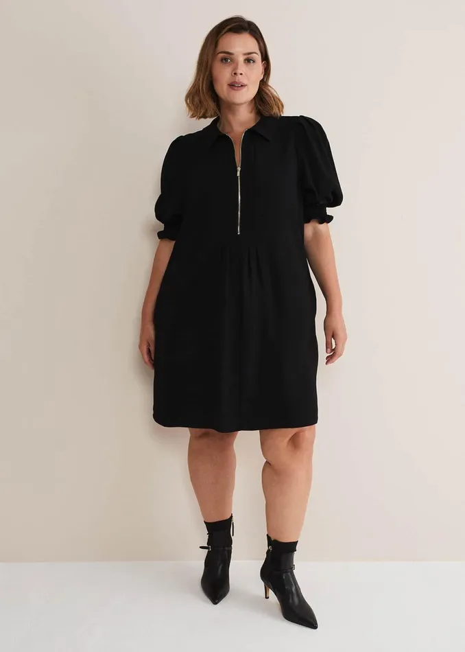 Women Phase Eight Dresses Candice Black Zip Mini Dress