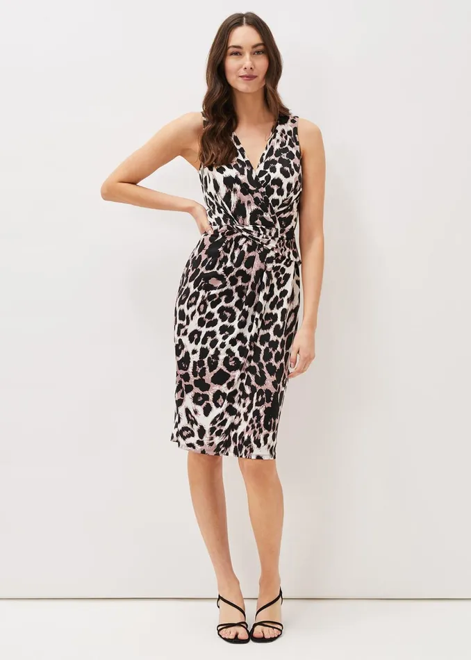 Women Phase Eight Dresses Chelsie Leopard Print Sleeveless Jersey Dress