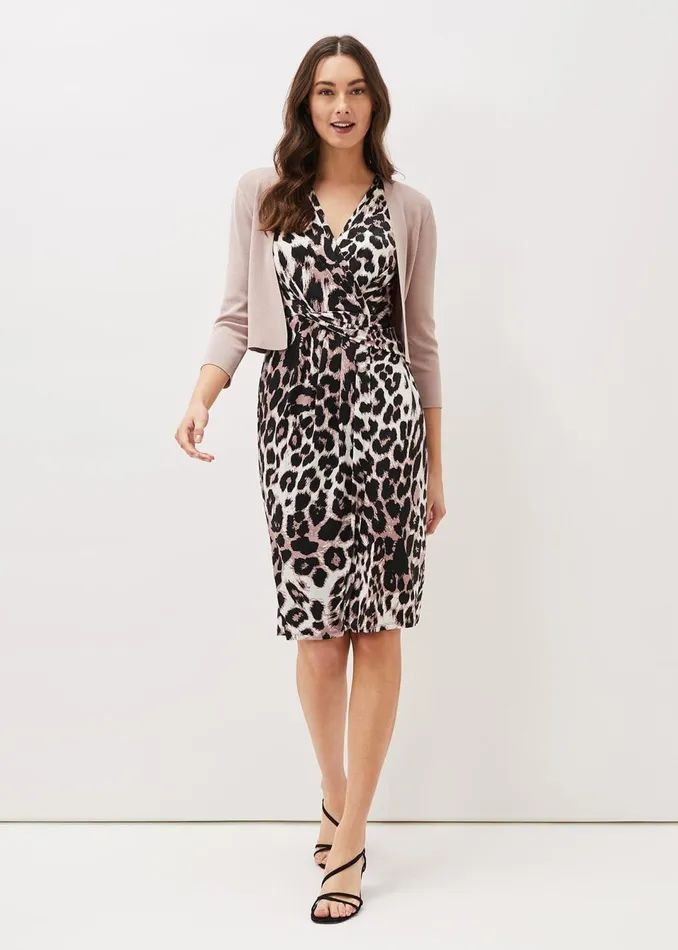 Women Phase Eight Dresses Chelsie Leopard Print Sleeveless Jersey Dress