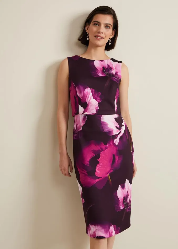 Women Phase Eight Dresses Christie Printed Scuba Midi Dress