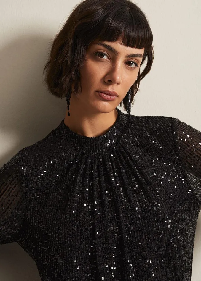 Women Phase Eight Dresses Cindy Black Sequin Midi Dress