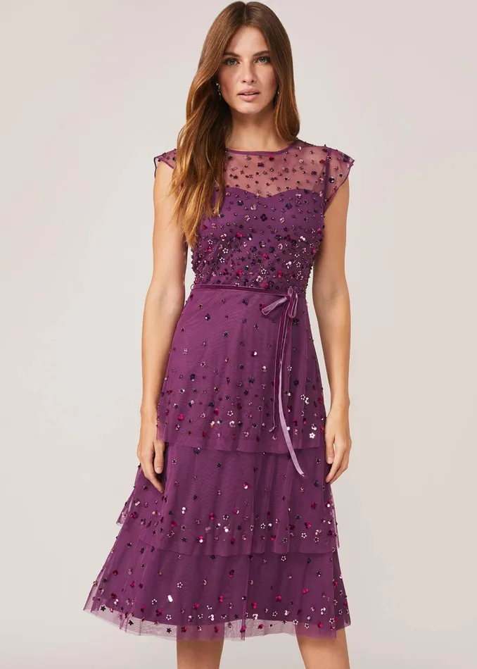 Women Phase Eight Dresses Cortine Embellished Tiered Dress