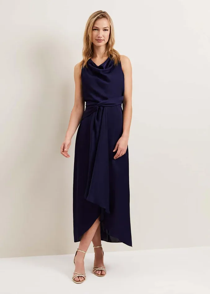 Women Phase Eight Dresses Daliah High Neck Satin Midi Dress