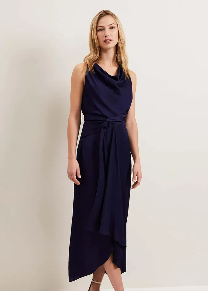 Women Phase Eight Dresses Daliah High Neck Satin Midi Dress