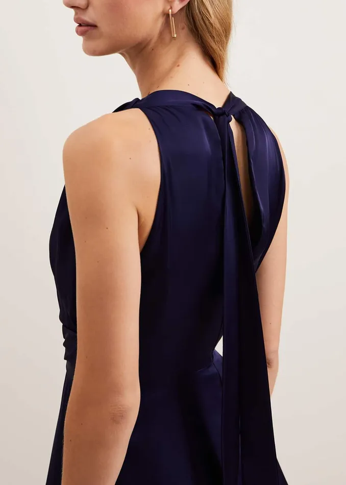 Women Phase Eight Dresses Daliah High Neck Satin Midi Dress