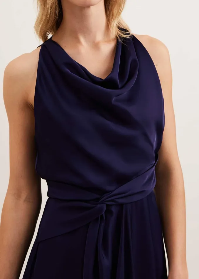 Women Phase Eight Dresses Daliah High Neck Satin Midi Dress