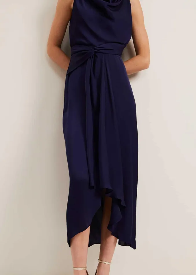 Women Phase Eight Dresses Daliah High Neck Satin Midi Dress