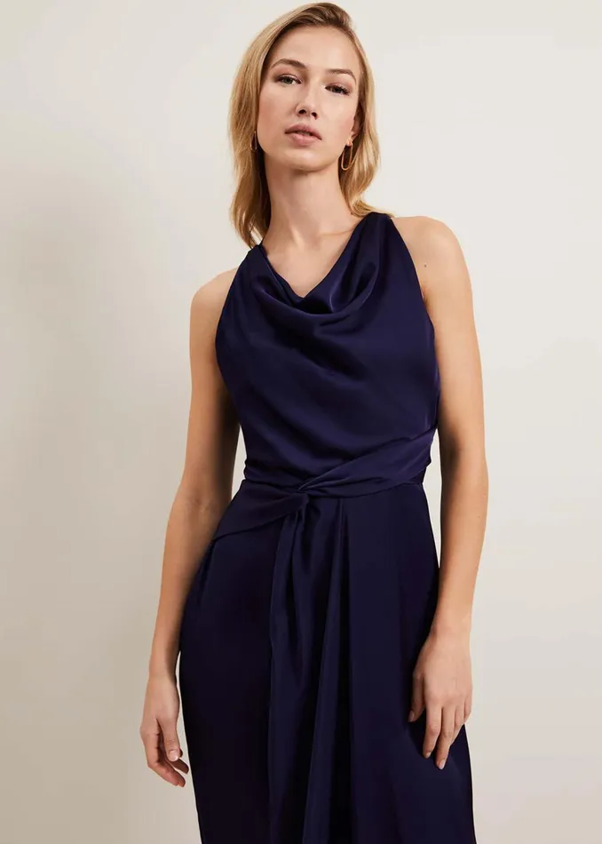 Women Phase Eight Dresses Daliah High Neck Satin Midi Dress