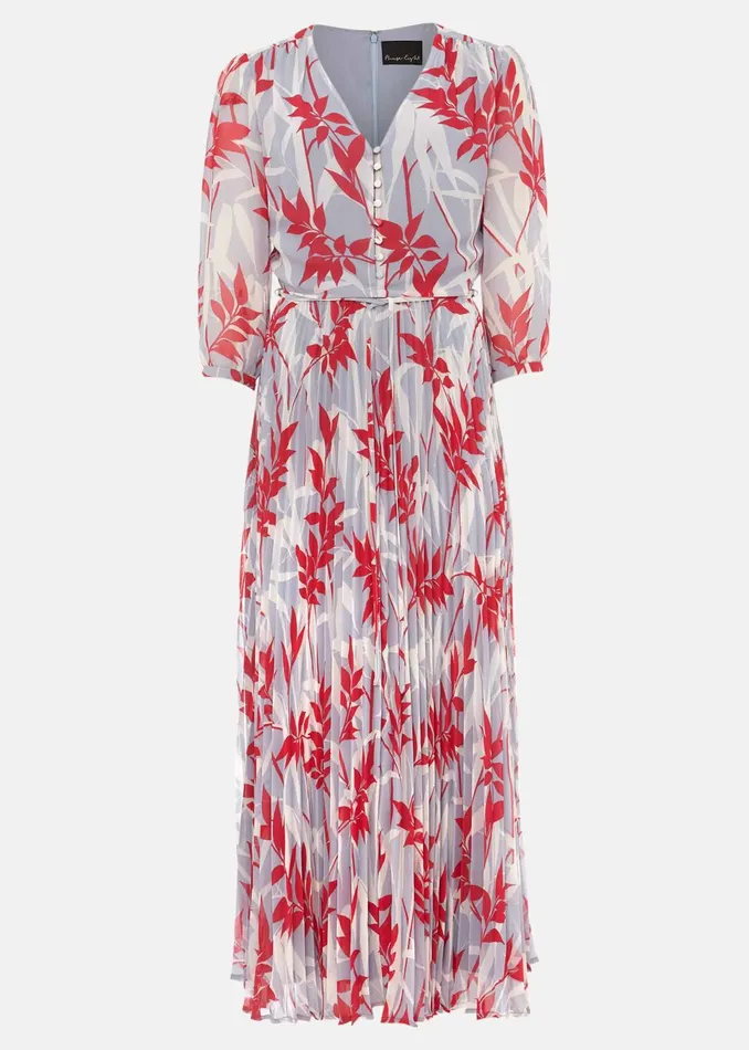 Women Phase Eight Dresses Ellen Palm Print Pleated Midaxi Dress