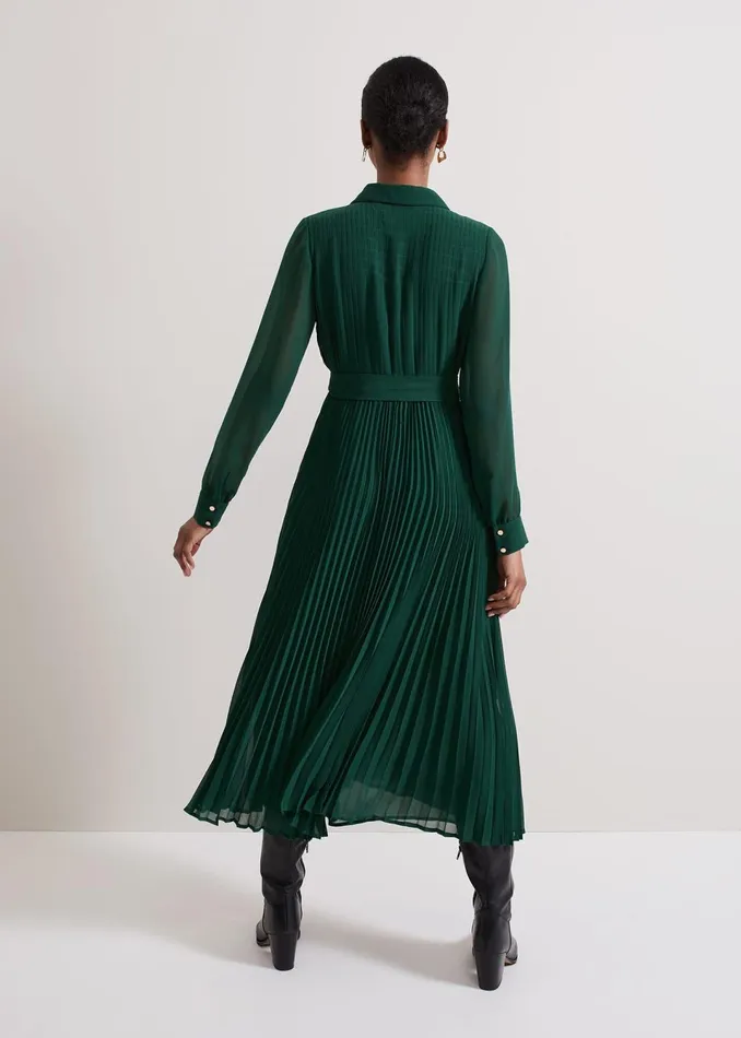 Women Phase Eight Dresses Gabriela Green Pleated Shirt Dress