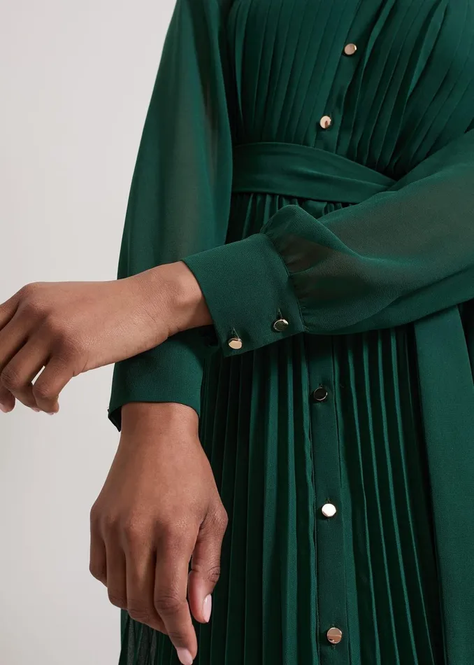 Women Phase Eight Dresses Gabriela Green Pleated Shirt Dress