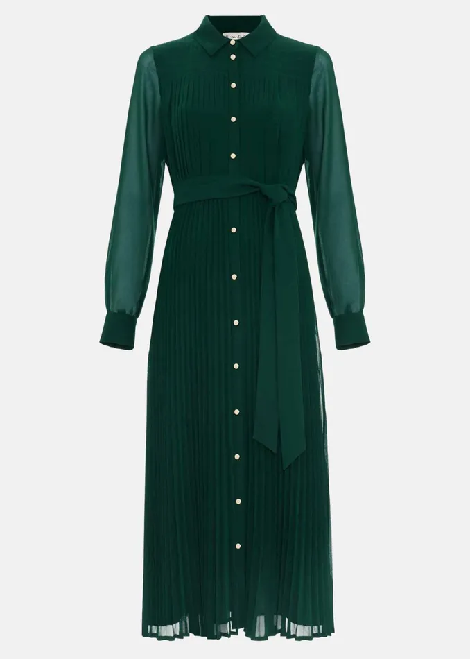 Women Phase Eight Dresses Gabriela Green Pleated Shirt Dress
