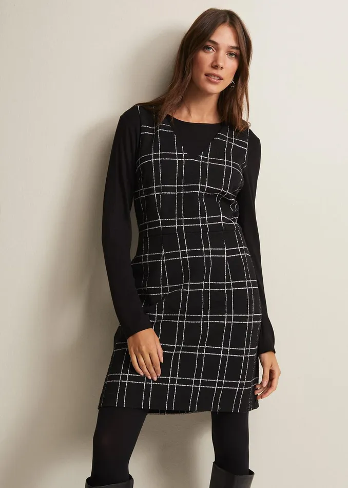 Women Phase Eight Dresses Gemma Checked Pinafore Mini Dress