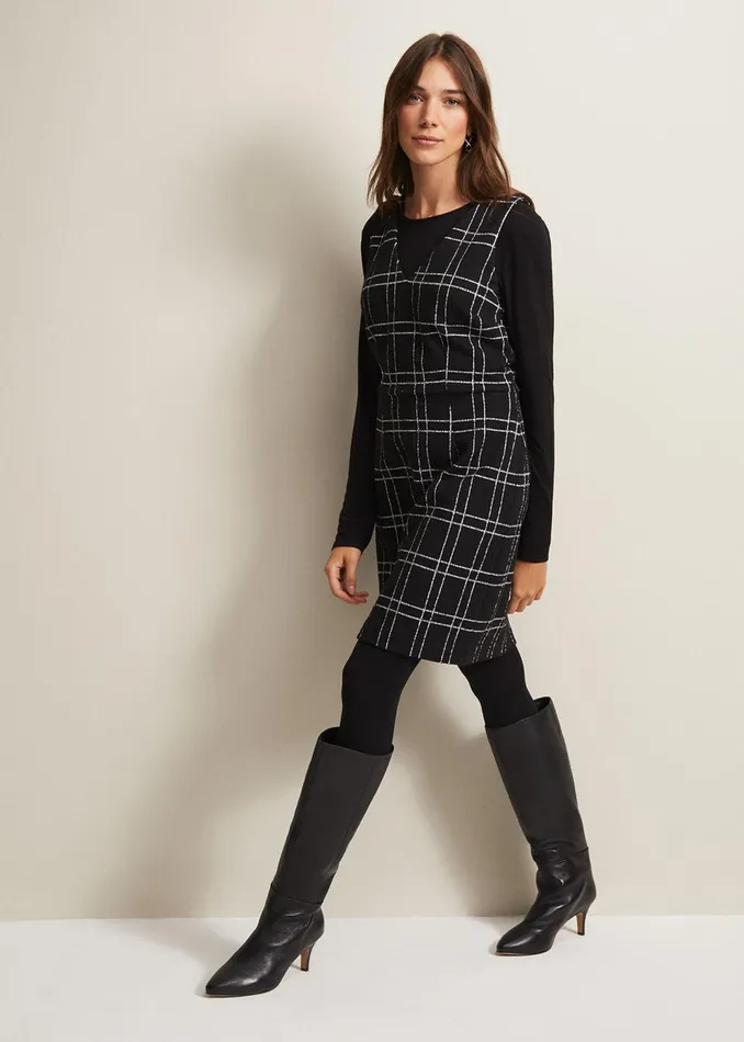 Women Phase Eight Dresses Gemma Checked Pinafore Mini Dress