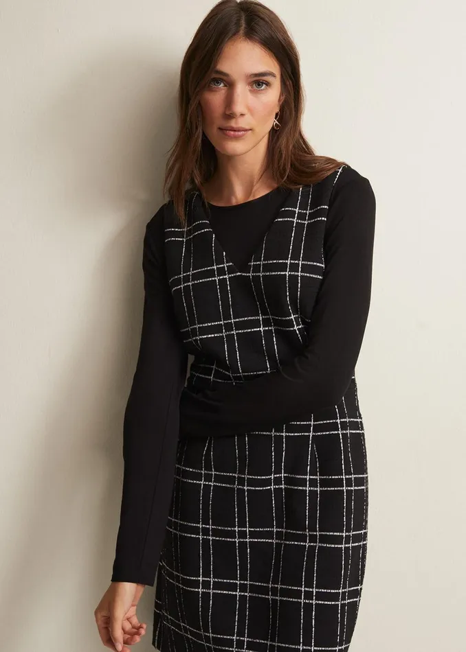 Women Phase Eight Dresses Gemma Checked Pinafore Mini Dress