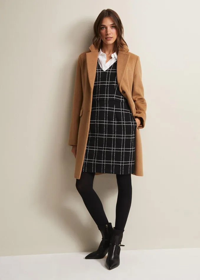 Women Phase Eight Dresses Gemma Checked Pinafore Mini Dress
