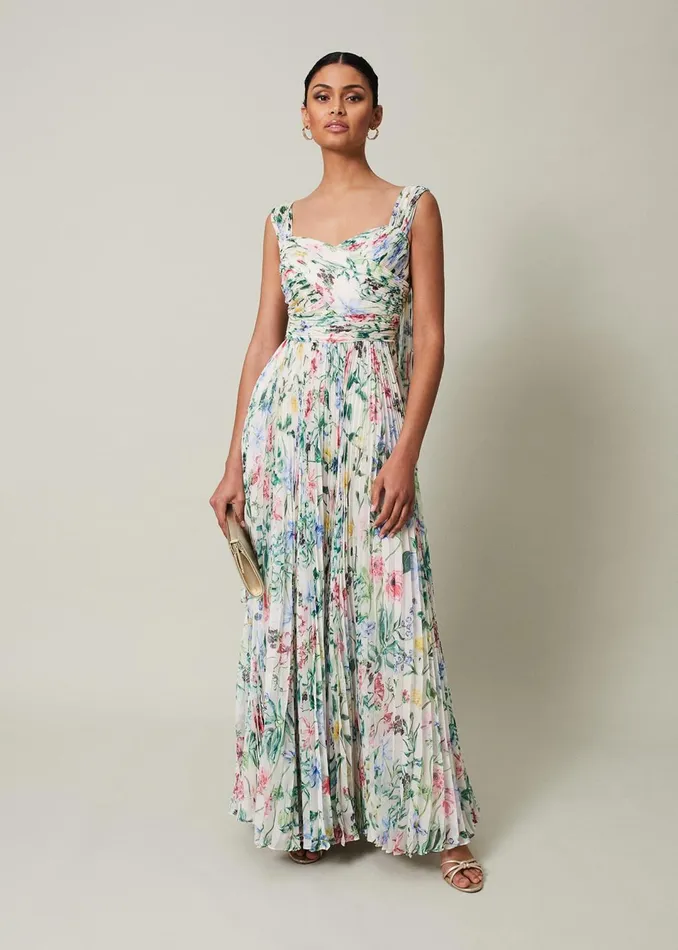 Women Phase Eight Dresses Gretel Floral Pleated Maxi Dress
