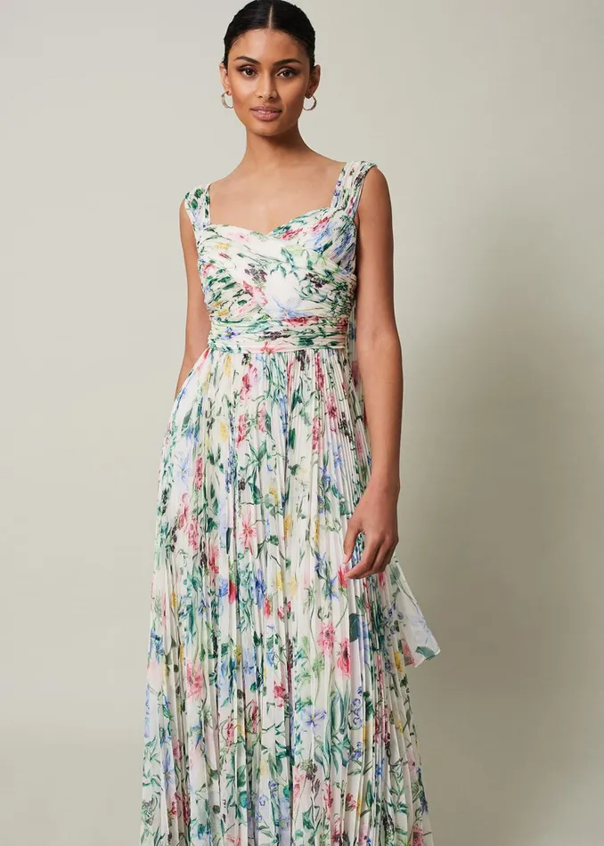 Women Phase Eight Dresses Gretel Floral Pleated Maxi Dress