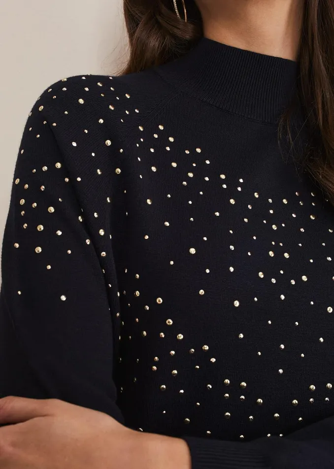 Women Phase Eight Dresses Helena Gold Stud Knit Dress