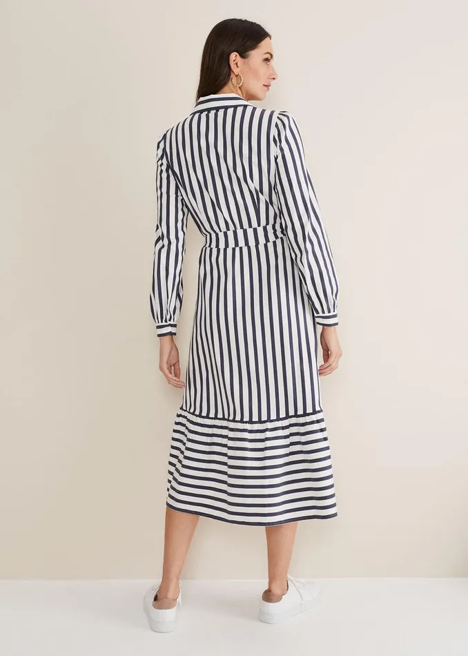 Women Phase Eight Dresses Henley Striped Midaxi Dress