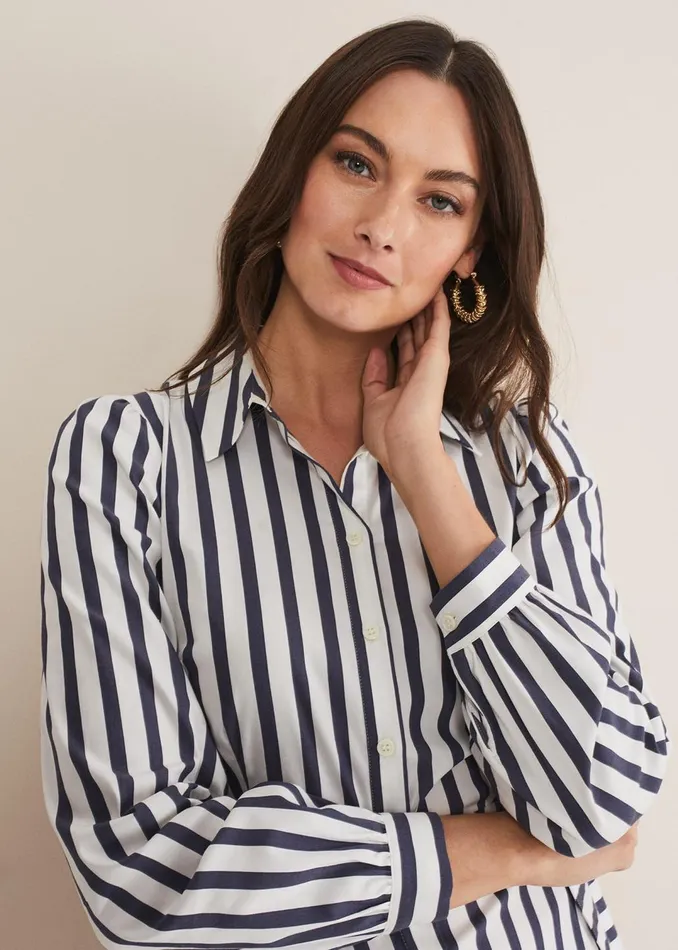 Women Phase Eight Dresses Henley Striped Midaxi Dress
