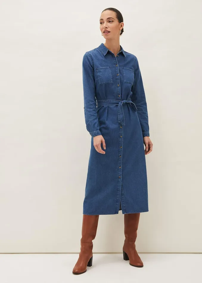 Women Phase Eight Dresses Hettie Denim Midi Dress
