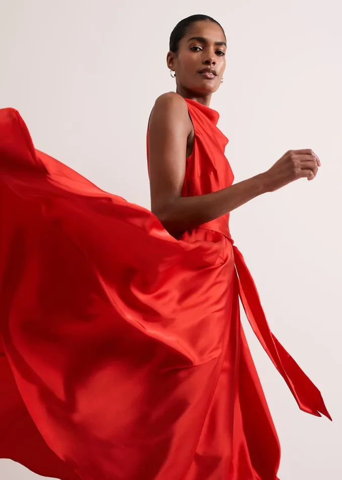 Women Phase Eight Dresses Jasleen Red Satin Dress