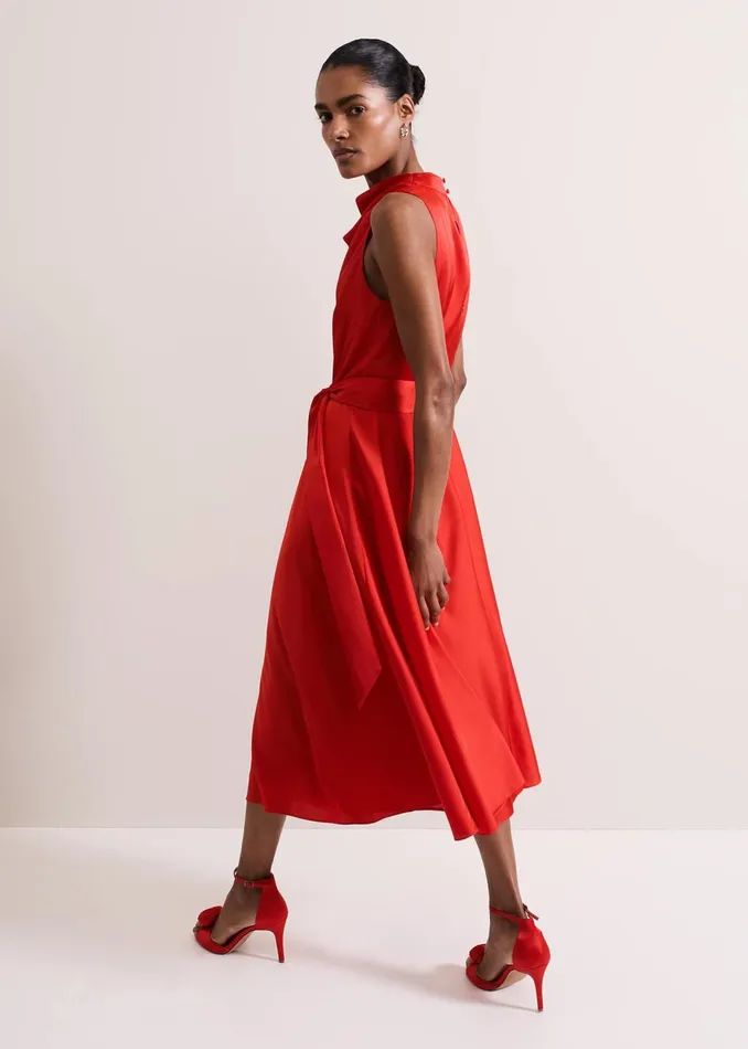 Women Phase Eight Dresses Jasleen Red Satin Dress