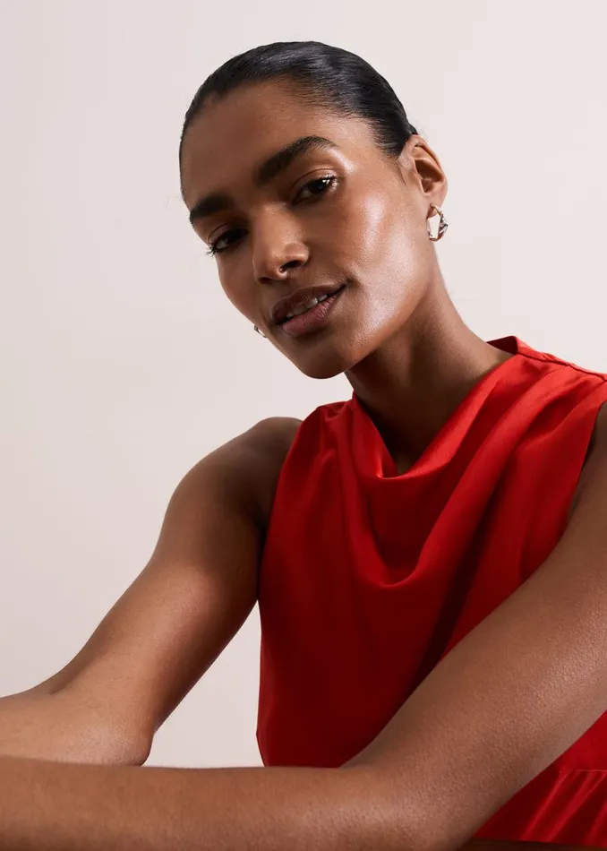 Women Phase Eight Dresses Jasleen Red Satin Dress