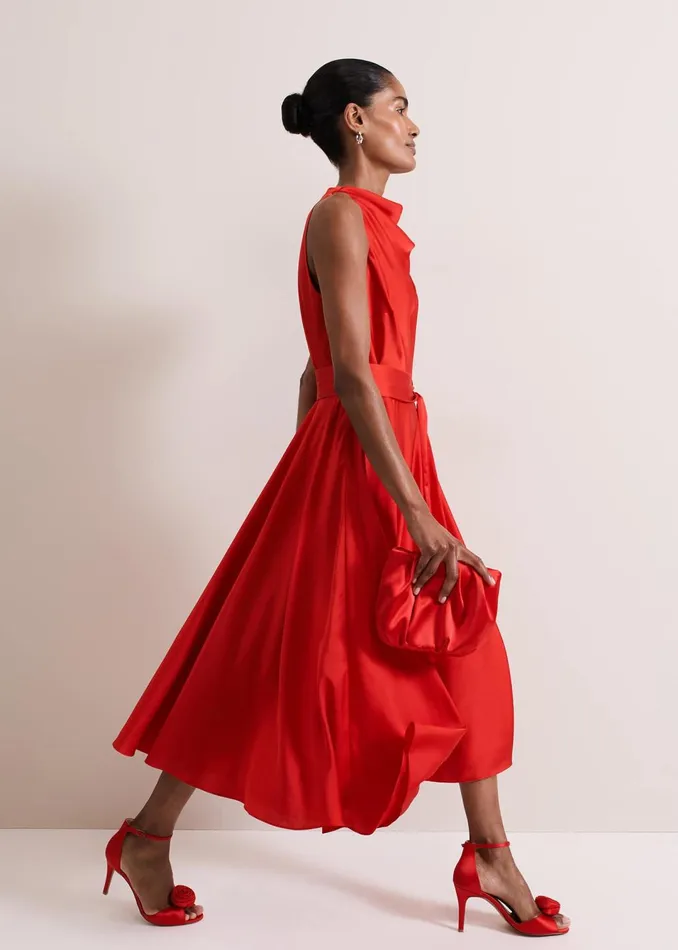 Women Phase Eight Dresses Jasleen Red Satin Dress