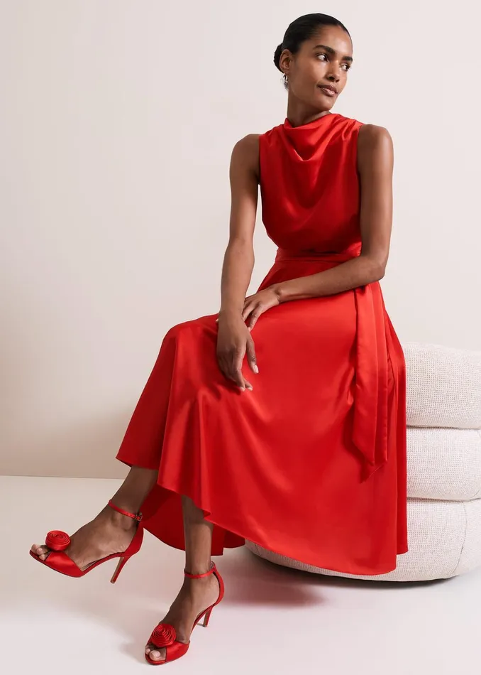 Women Phase Eight Dresses Jasleen Red Satin Dress