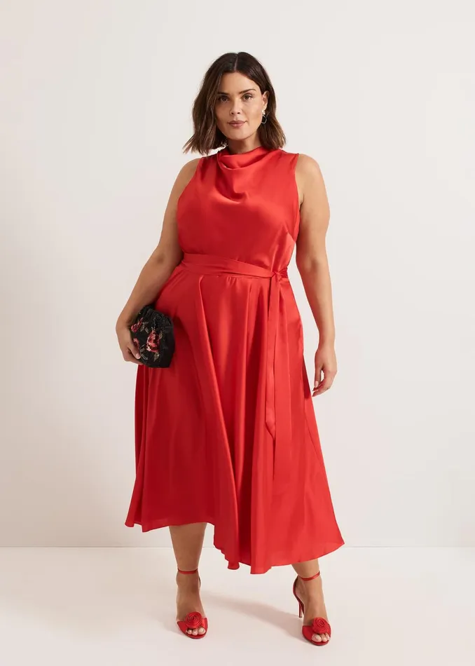 Women Phase Eight Dresses Jasleen Red Satin Dress