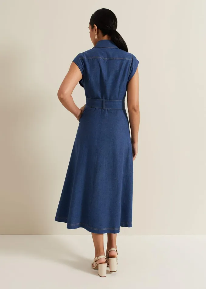 Women Phase Eight Dresses Luiza Petite Denim Midi Dress
