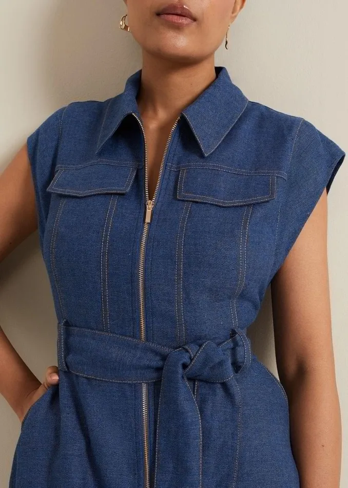Women Phase Eight Dresses Luiza Petite Denim Midi Dress