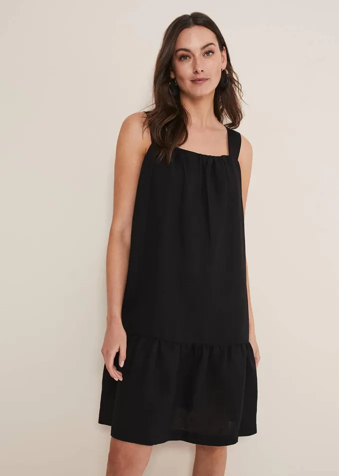 Women Phase Eight Dresses Mandy Strappy Linen Bow Back Swing Dress