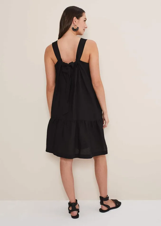 Women Phase Eight Dresses Mandy Strappy Linen Bow Back Swing Dress
