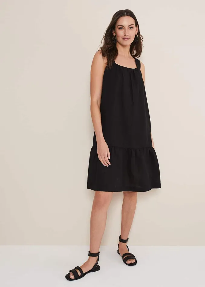 Women Phase Eight Dresses Mandy Strappy Linen Bow Back Swing Dress