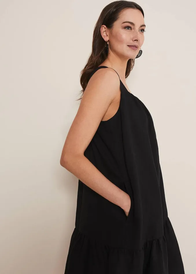 Women Phase Eight Dresses Mandy Strappy Linen Bow Back Swing Dress