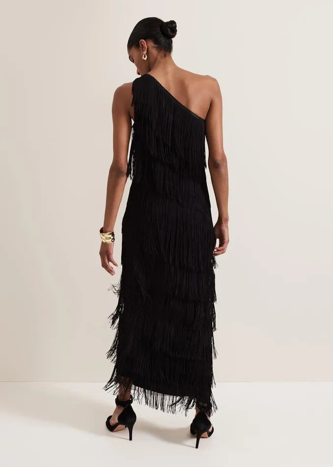 Women Phase Eight Dresses Otto One Shoulder Fringe Maxi Dress
