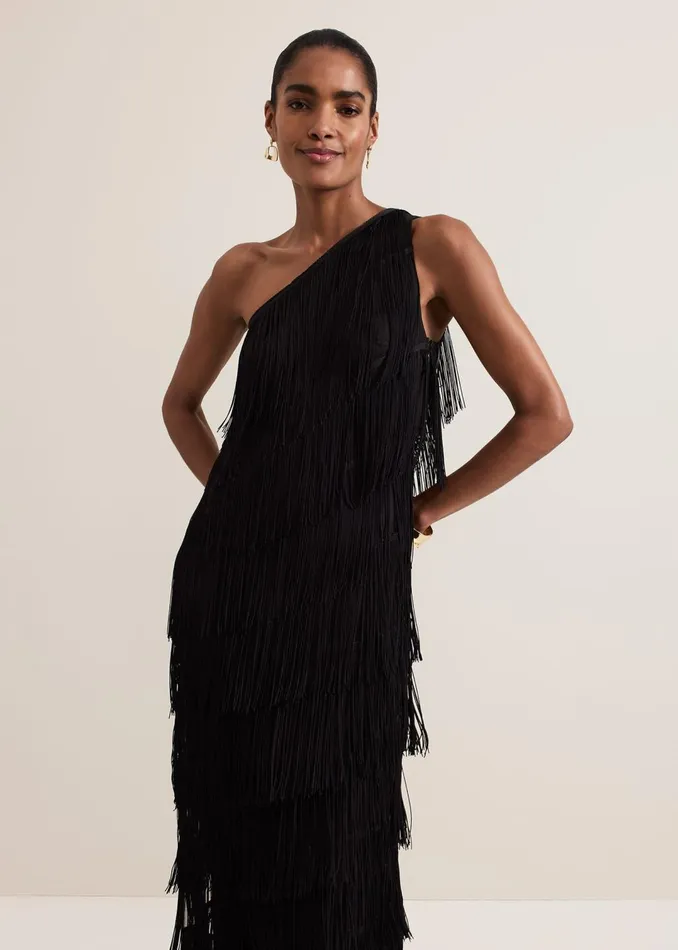 Women Phase Eight Dresses Otto One Shoulder Fringe Maxi Dress