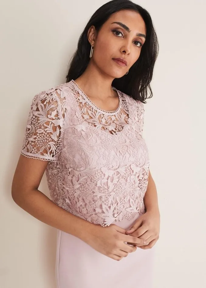 Women Phase Eight Dresses Petite Isabella Lace Midi Dress