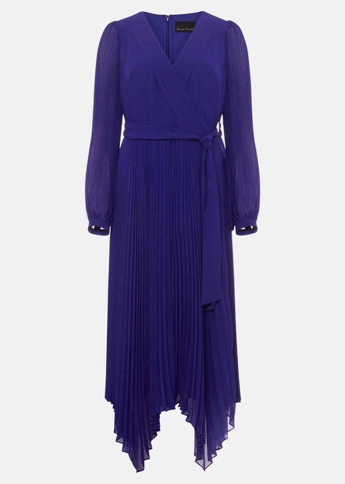 Women Phase Eight Dresses Petra Blue Pleated Midi Dress