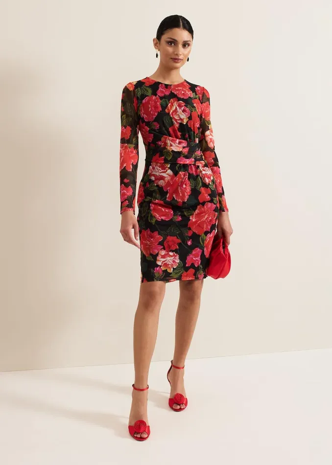 Women Phase Eight Dresses Roshni Mesh Floral Midi Dress