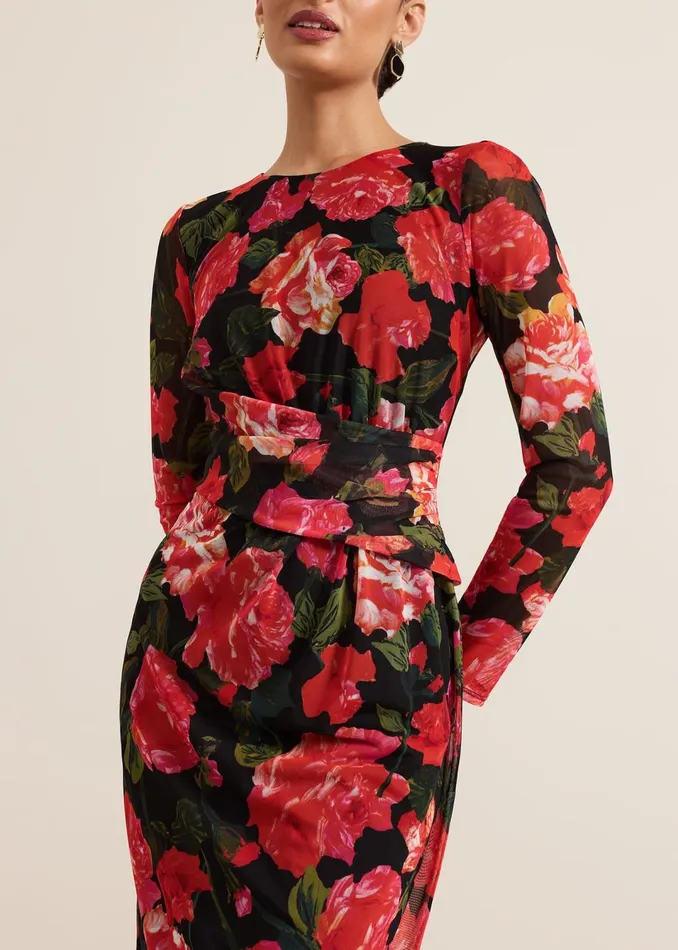 Women Phase Eight Dresses Roshni Mesh Floral Midi Dress