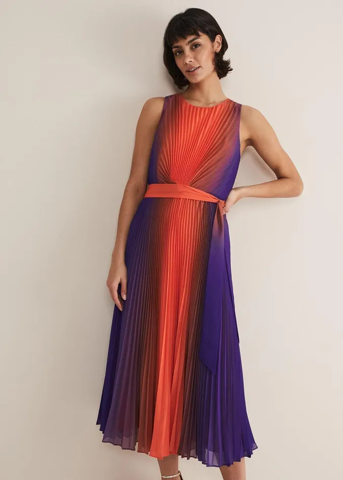 Women Phase Eight Dresses Simara Ombre Pleated Midi Dress