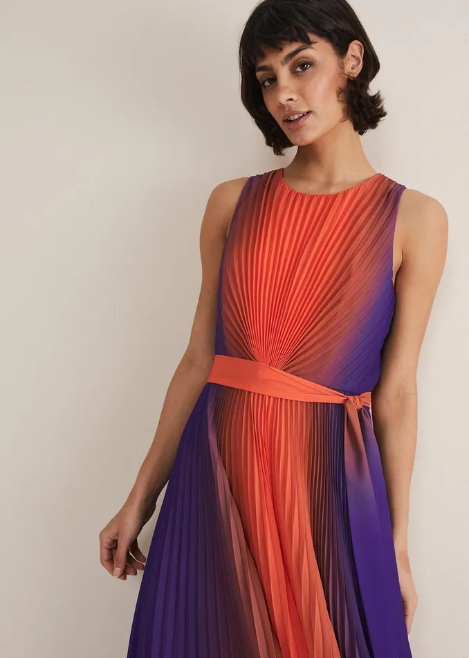 Women Phase Eight Dresses Simara Ombre Pleated Midi Dress