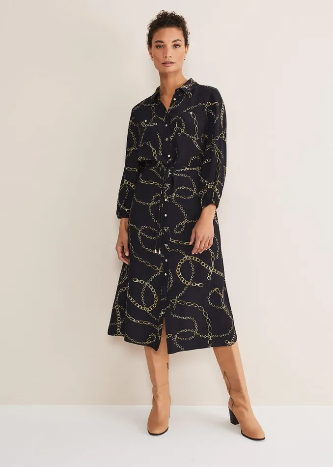 Women Phase Eight Dresses Tana Chain Print Shirt Midi Dress