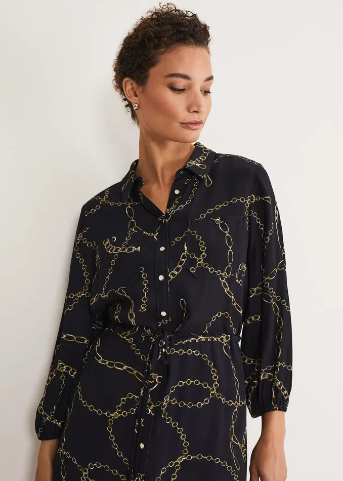 Women Phase Eight Dresses Tana Chain Print Shirt Midi Dress