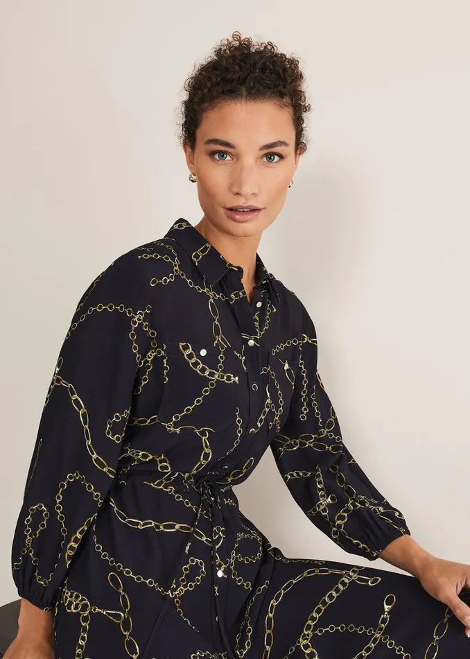 Women Phase Eight Dresses Tana Chain Print Shirt Midi Dress